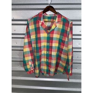 Peter Ashley Unlimited Pastel Checkerboard Button Up 40 M